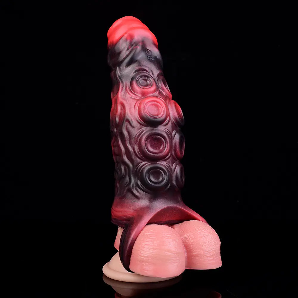 5.98in 7.17in Silicone Tentacle Cock Sleeve Uncut Soft Vibrating Dildo