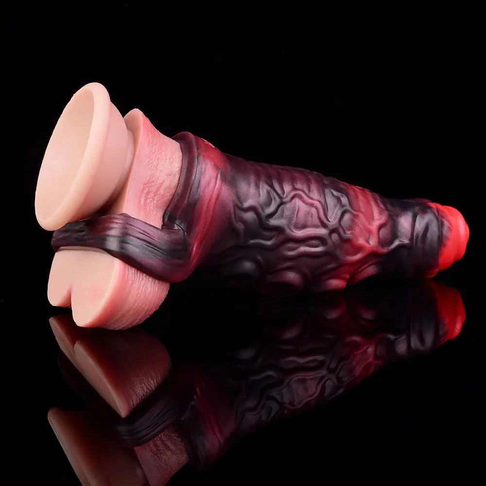 5.98in 7.17in Silicone Tentacle Cock Sleeve Uncut Soft Vibrating Dildo