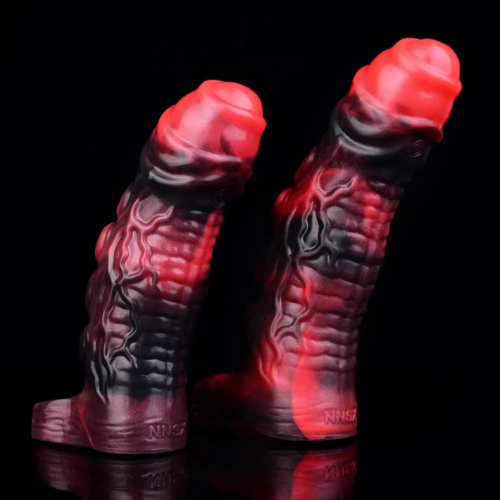 5.98in 7.17in Silicone Tentacle Cock Sleeve Uncut Soft Vibrating Dildo