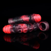 5.98in 7.17in Silicone Tentacle Cock Sleeve Uncut Soft Vibrating Dildo