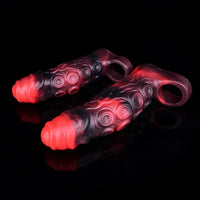 5.98in 7.17in Silicone Tentacle Cock Sleeve Uncut Soft Vibrating Dildo