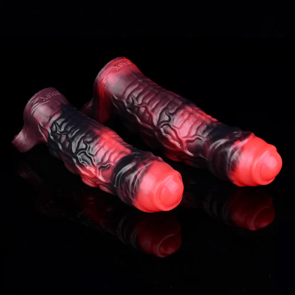 5.98in 7.17in Silicone Tentacle Cock Sleeve Uncut Soft Vibrating Dildo