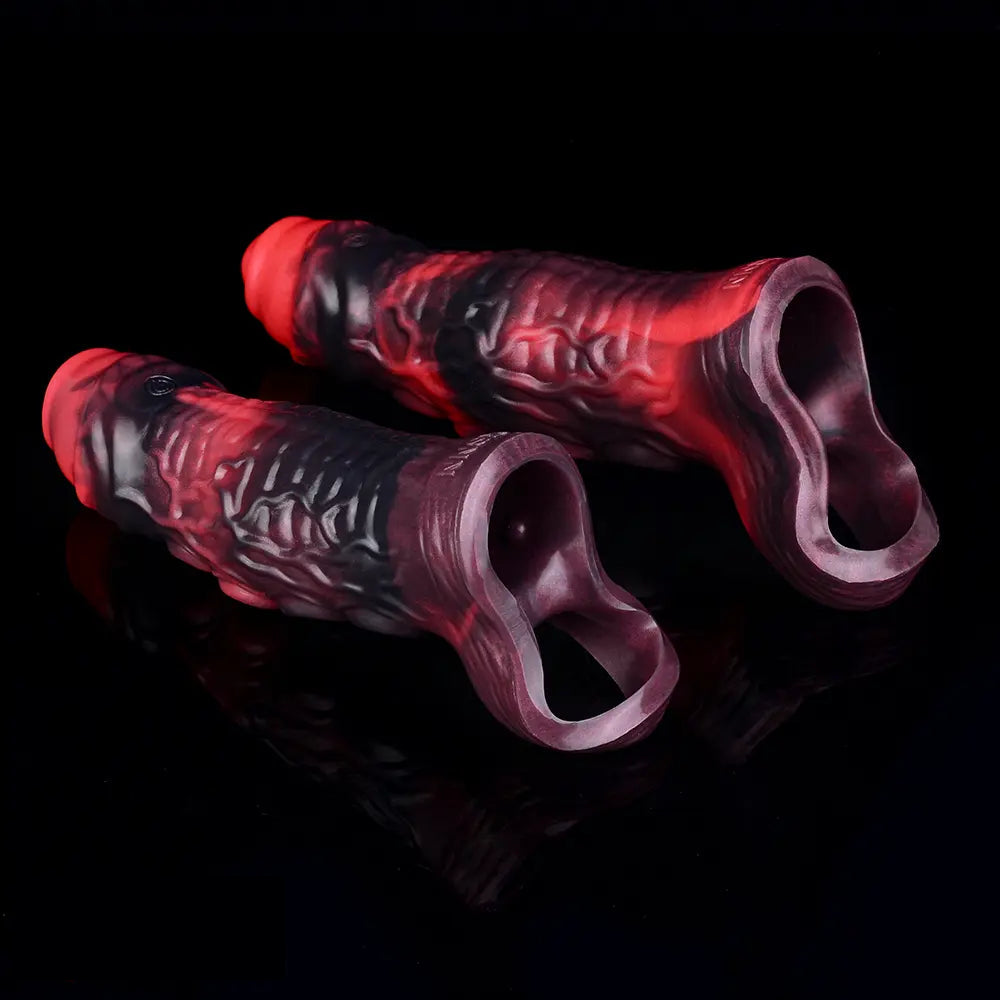 5.98in 7.17in Silicone Tentacle Cock Sleeve Uncut Soft Vibrating Dildo