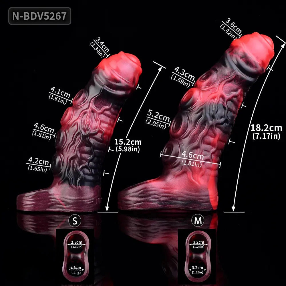 5.98in 7.17in Silicone Tentacle Cock Sleeve Uncut Soft Vibrating Dildo