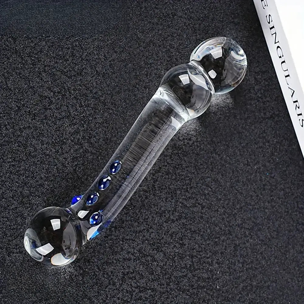 5.98in Clear Glass Double Sided Spiked Dildo Penis Erotic Toy For Men