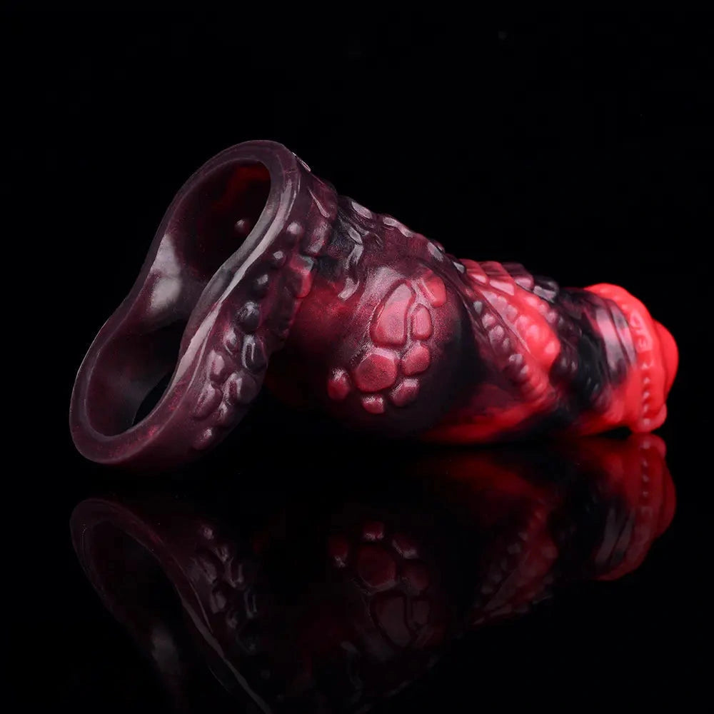 5.98in Silicone Dog Cock Hollow Sleeve Knot Dildo With Cock Ring For Vagina