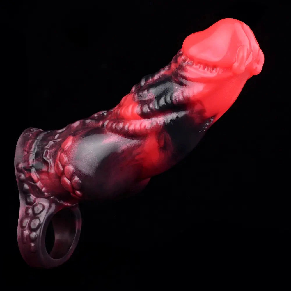 5.98in Silicone Dog Cock Hollow Sleeve Knot Dildo With Cock Ring For Vagina