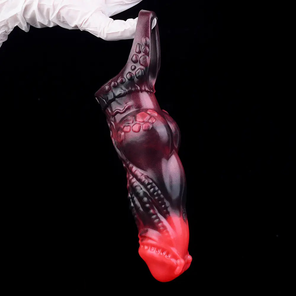 5.98in Silicone Dog Cock Hollow Sleeve Knot Dildo With Cock Ring For Vagina