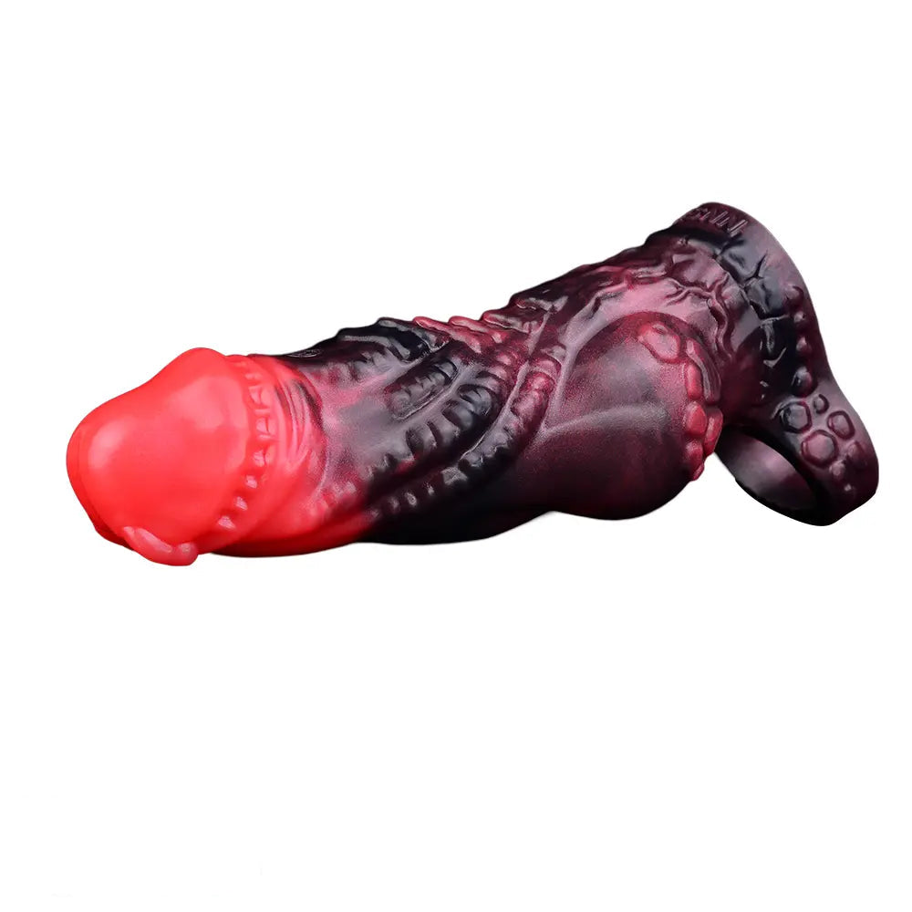 5.98in Silicone Dog Cock Hollow Sleeve Knot Dildo With Cock Ring For Vagina
