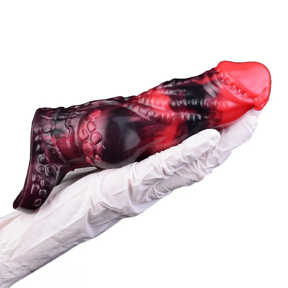 5.98in Silicone Dog Cock Hollow Sleeve Knot Dildo With Cock Ring For Vagina