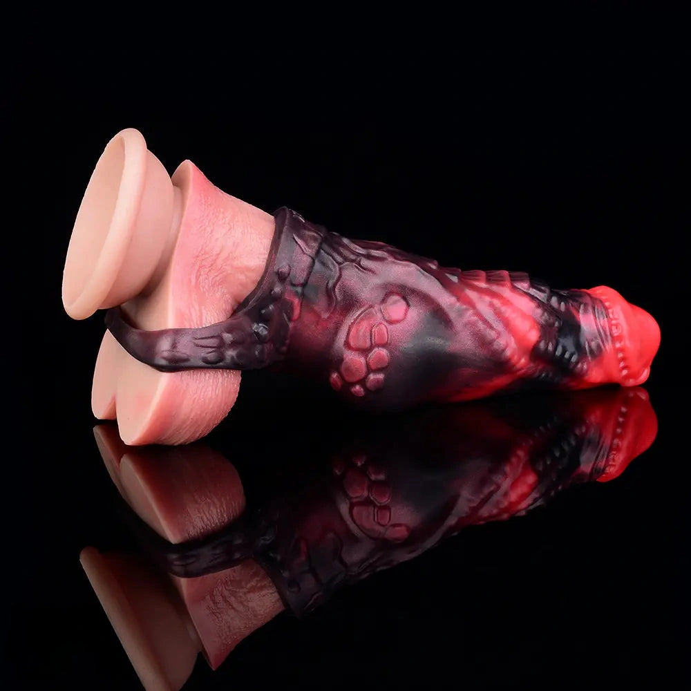 5.98in Silicone Dog Cock Hollow Sleeve Knot Dildo With Cock Ring For Vagina