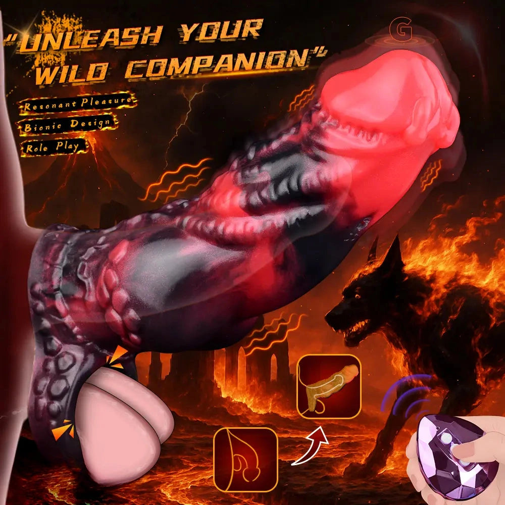 5.98in Silicone Dog Cock Hollow Sleeve Knot Dildo With Cock Ring For Vagina