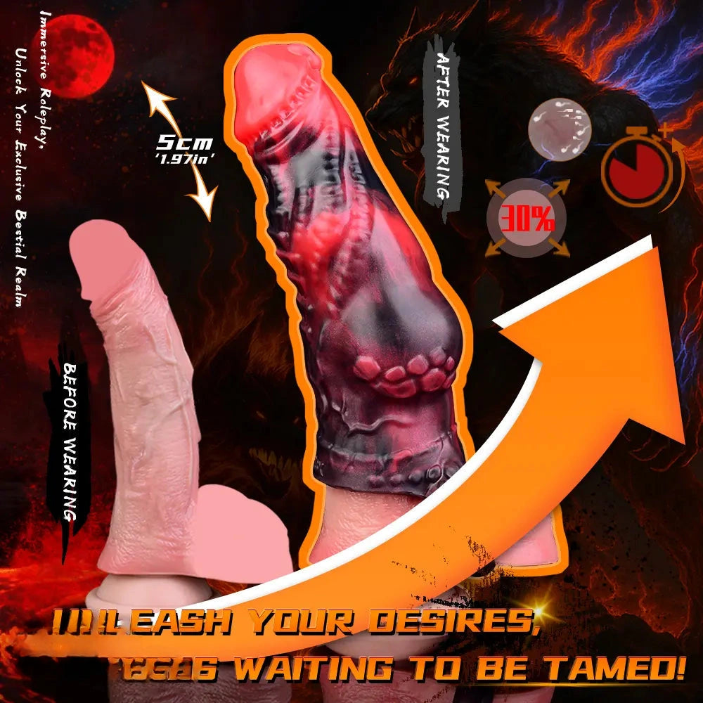 5.98in Silicone Dog Cock Hollow Sleeve Knot Dildo With Cock Ring For Vagina