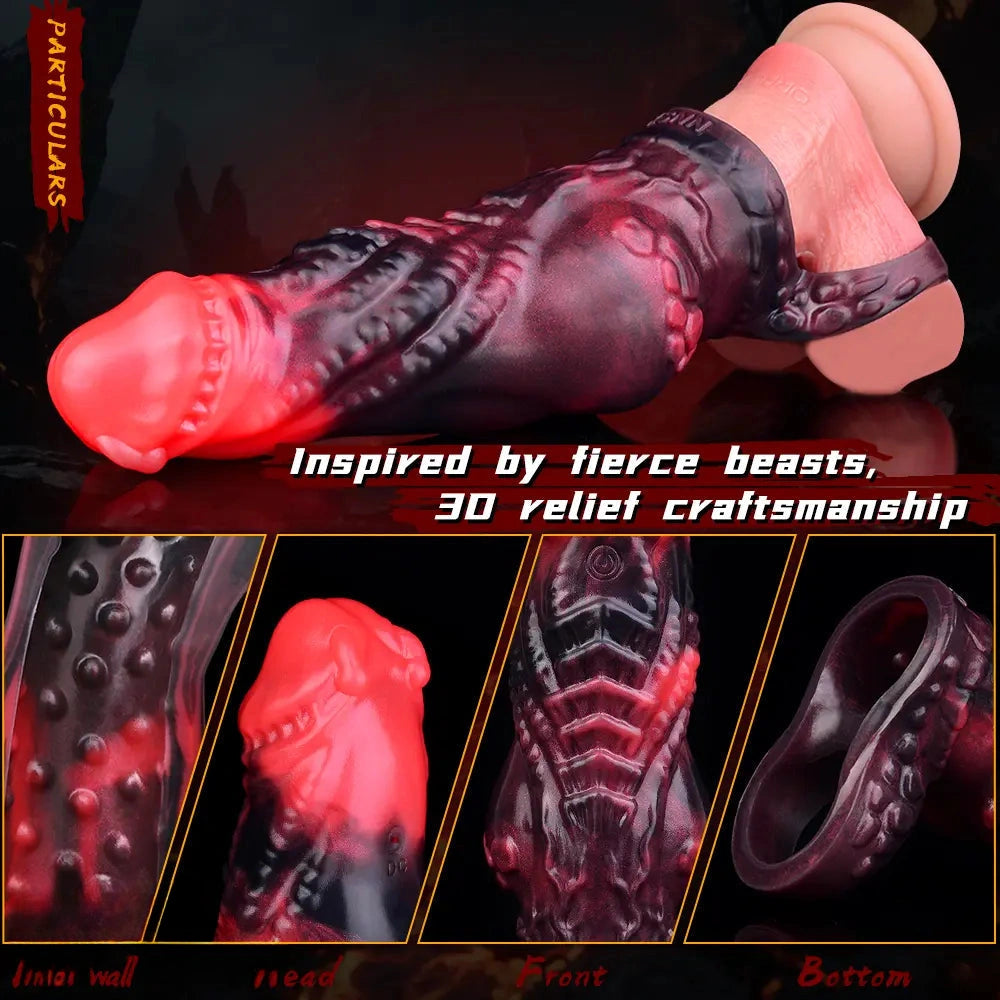 5.98in Silicone Dog Cock Hollow Sleeve Knot Dildo With Cock Ring For Vagina