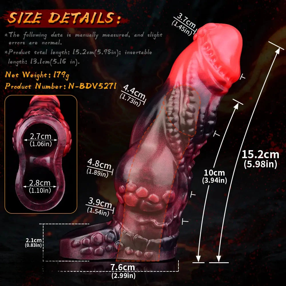 5.98in Silicone Dog Cock Hollow Sleeve Knot Dildo With Cock Ring For Vagina