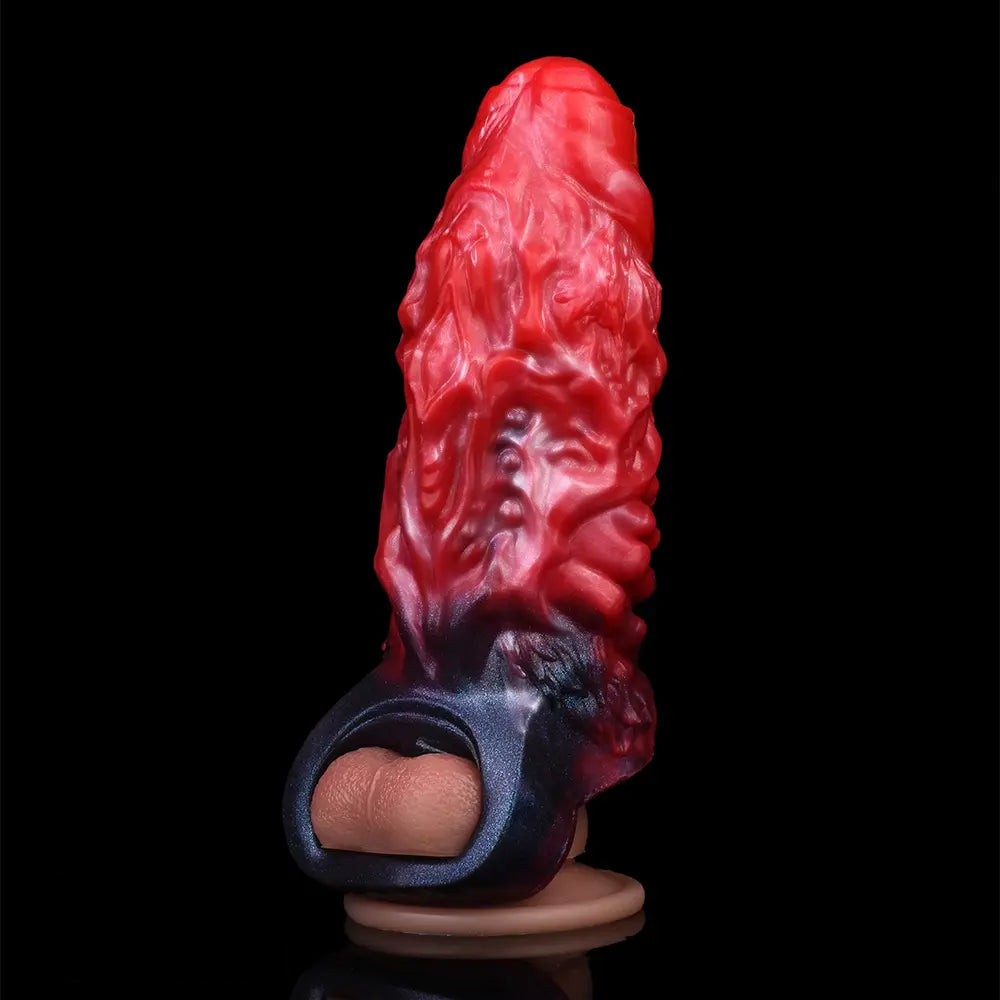 5.98in Uncut Soft Hollow Dildo Built-in keel Vibration Remote Cock Sleeve