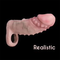 5.9in 5.98in Flexible Silicone Penile Sleeve Dildo With Ribbed Glans