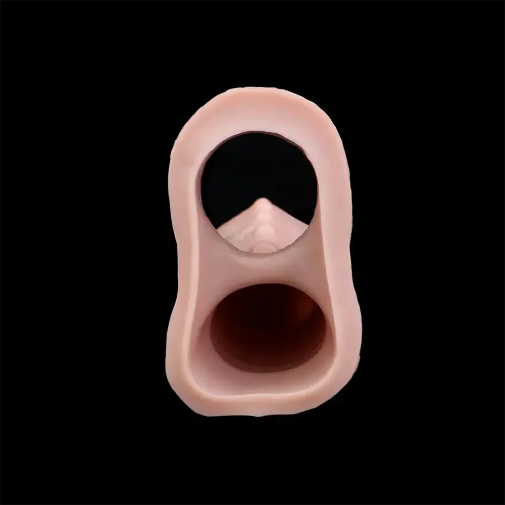 5.9in 5.98in Flexible Silicone Penile Sleeve Dildo With Ribbed Glans