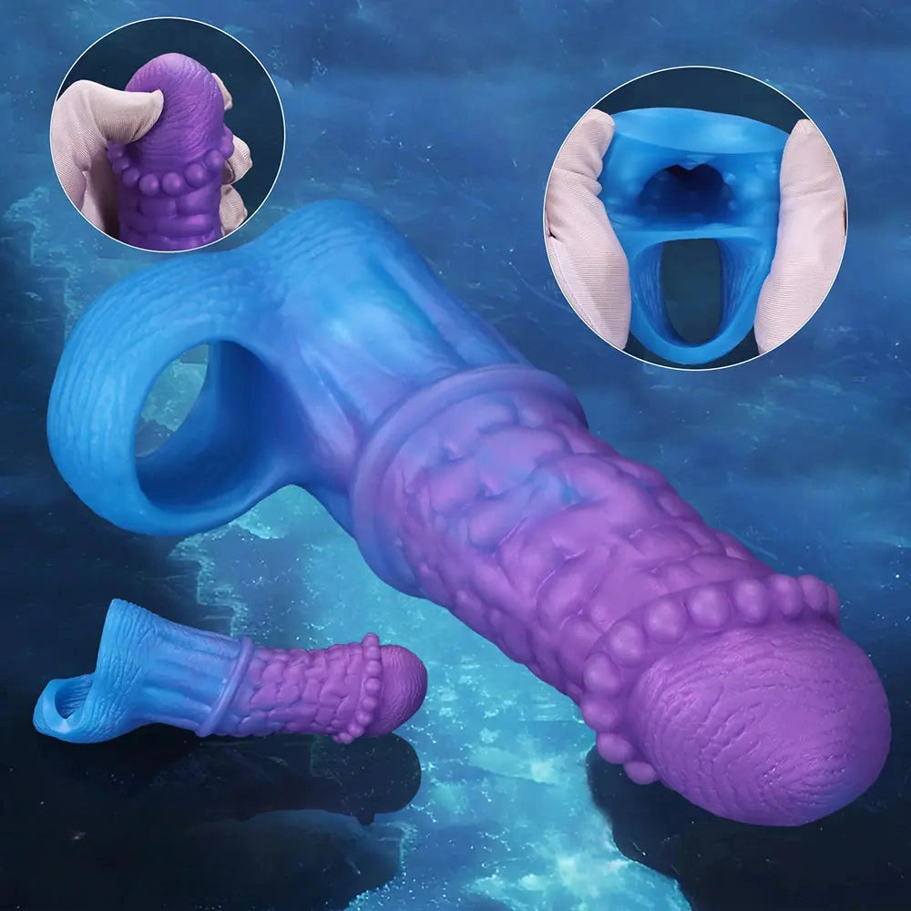 5.9in 6.29in 6.69in Hollow Spiked Horse Dildo Sleeve For Prostate Stimulation