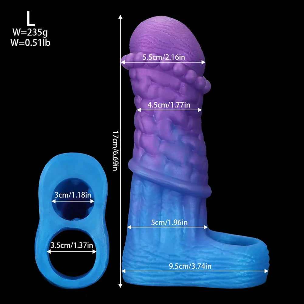 5.9in 6.29in 6.69in Hollow Spiked Horse Dildo Sleeve For Prostate Stimulation