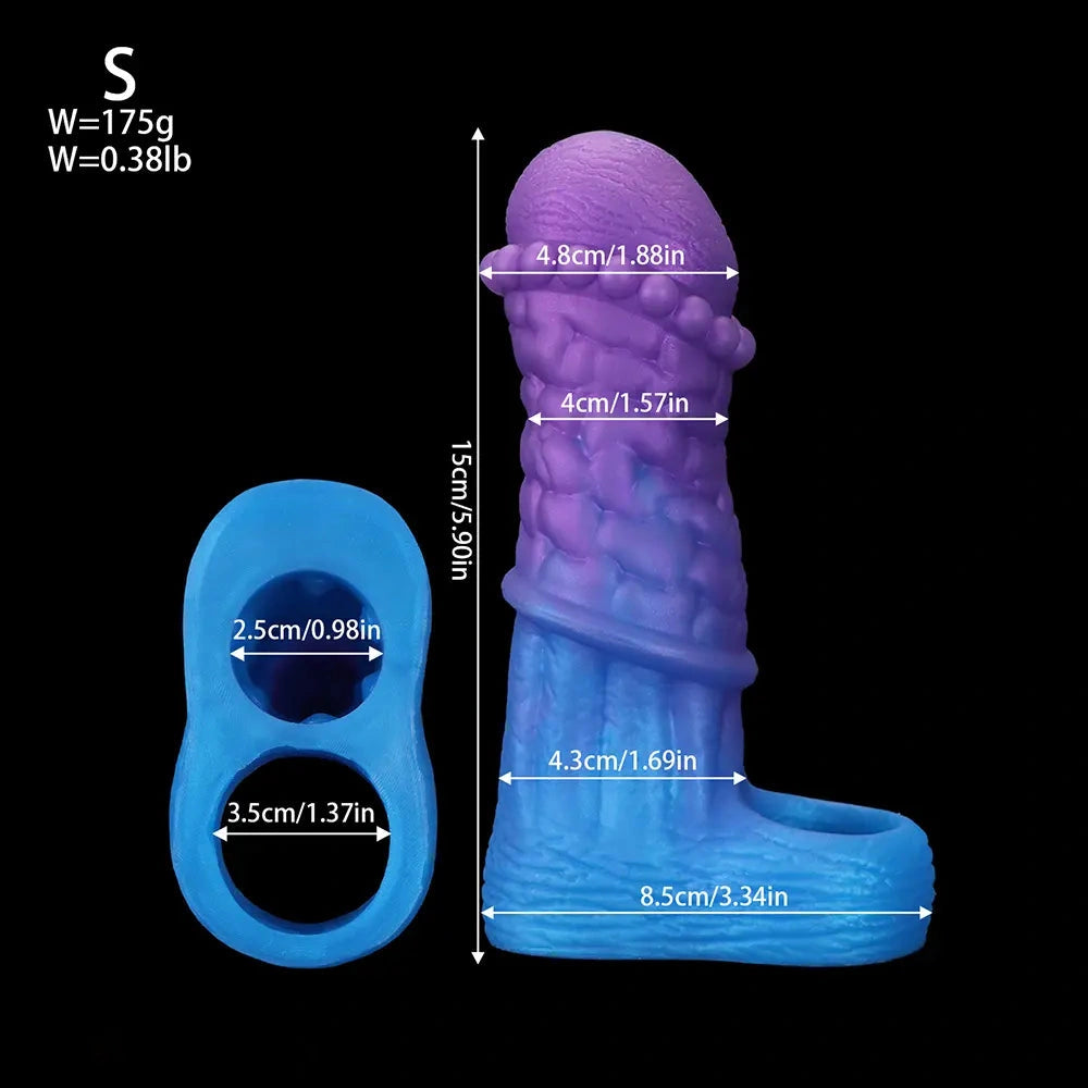 5.9in 6.29in 6.69in Hollow Spiked Horse Dildo Sleeve For Prostate Stimulation