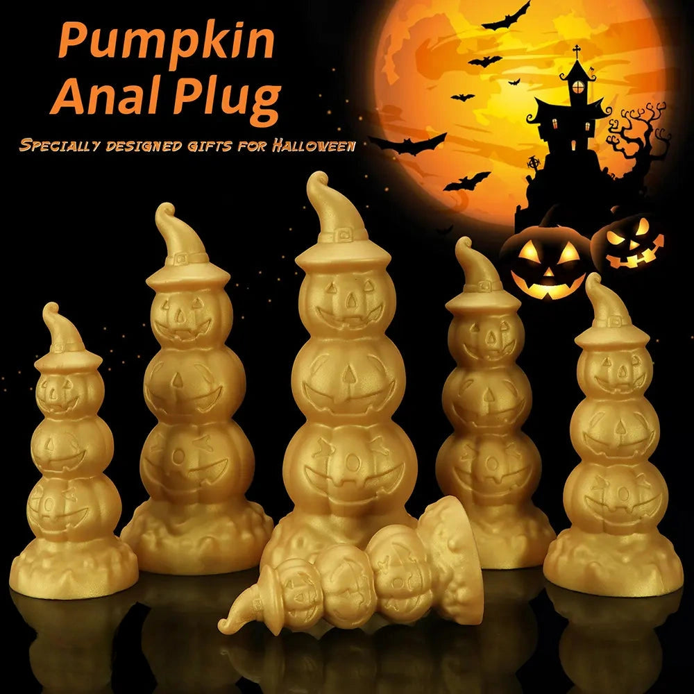 5.9in 6.69in 7.48in 8.26in 9.05in 9.84in Halloween Pumpkin Anal Plug Dildo