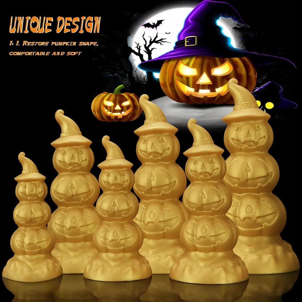 5.9in 6.69in 7.48in 8.26in 9.05in 9.84in Halloween Pumpkin Anal Plug Dildo