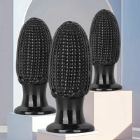5.9in 6.7in 8.07in Black PVC Thread Granules Corn Dildo For Anal Sex