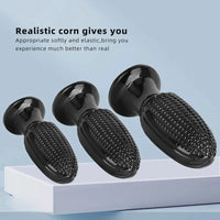 5.9in 6.7in 8.07in Black PVC Thread Granules Corn Dildo For Anal Sex