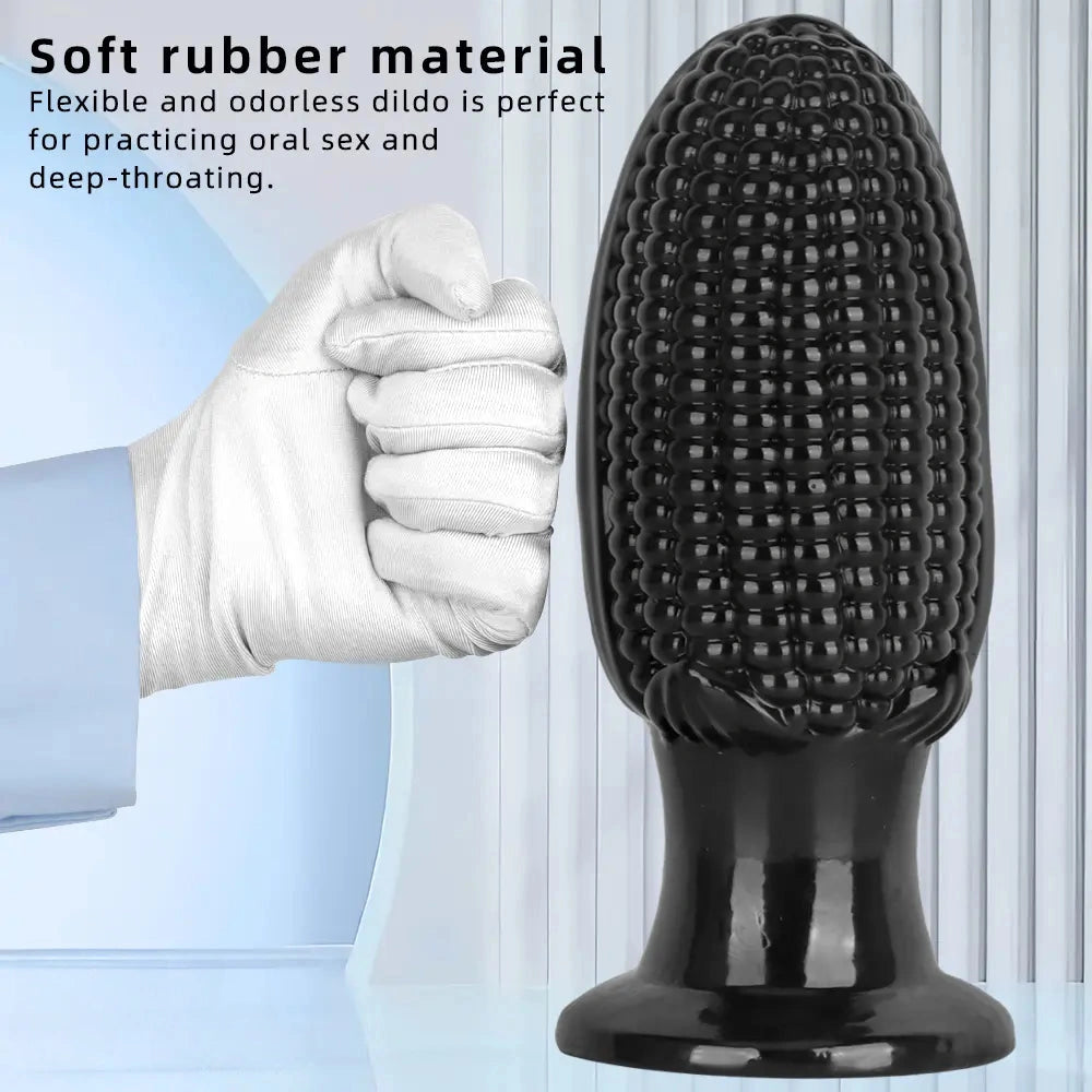 5.9in 6.7in 8.07in Black PVC Thread Granules Corn Dildo For Anal Sex