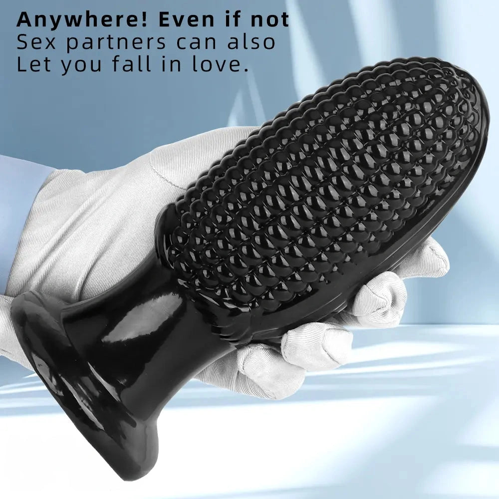 5.9in 6.7in 8.07in Black PVC Thread Granules Corn Dildo For Anal Sex