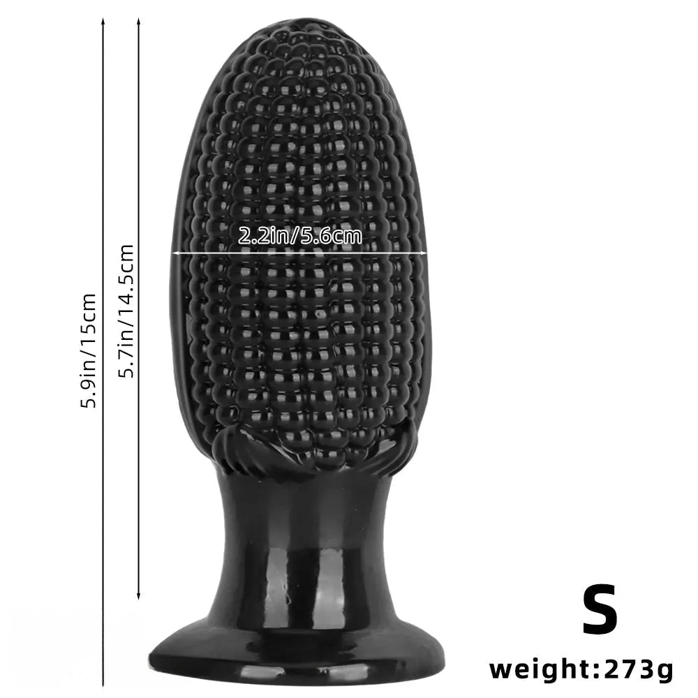 5.9in 6.7in 8.07in Black PVC Thread Granules Corn Dildo For Anal Sex