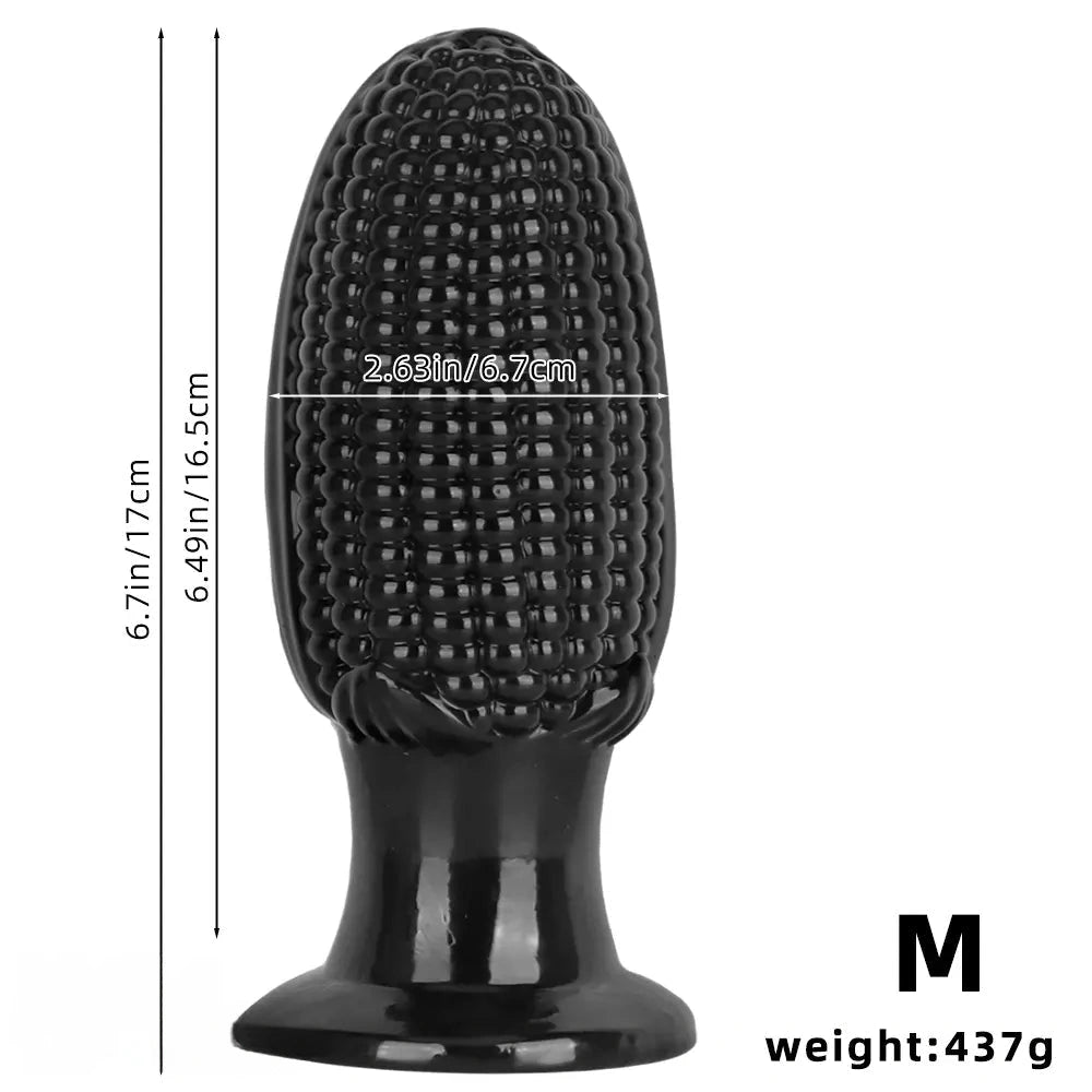 5.9in 6.7in 8.07in Black PVC Thread Granules Corn Dildo For Anal Sex