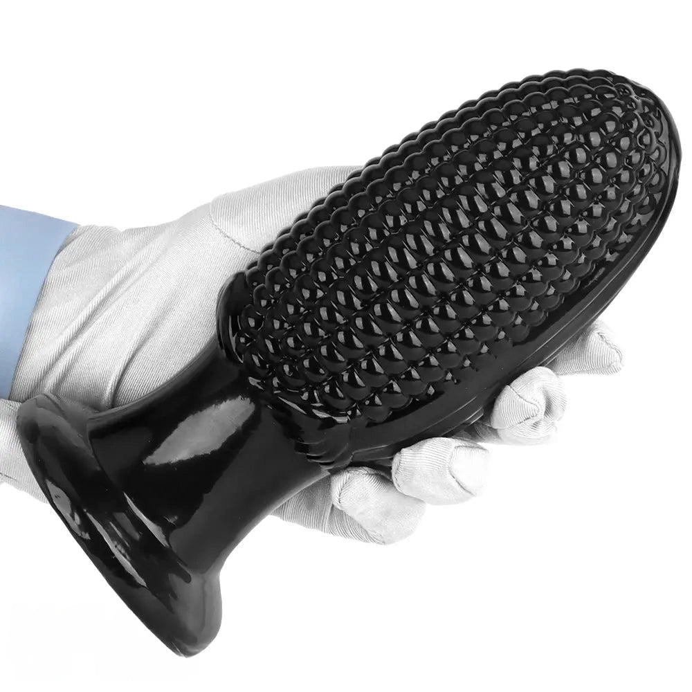 5.9in 6.7in 8.07in Black PVC Thread Granules Corn Dildo For Anal Sex