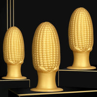 5.9in 6.7in 8.07in Liquid Silicone Thread Granules Soft Corn Gold Dildo