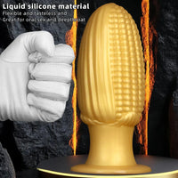 5.9in 6.7in 8.07in Liquid Silicone Thread Granules Soft Corn Gold Dildo