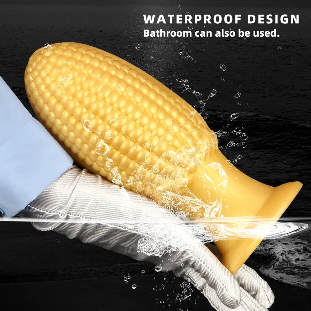 5.9in 6.7in 8.07in Liquid Silicone Thread Granules Soft Corn Gold Dildo