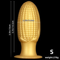 5.9in 6.7in 8.07in Liquid Silicone Thread Granules Soft Corn Gold Dildo