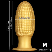 5.9in 6.7in 8.07in Liquid Silicone Thread Granules Soft Corn Gold Dildo