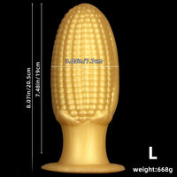 5.9in 6.7in 8.07in Liquid Silicone Thread Granules Soft Corn Gold Dildo