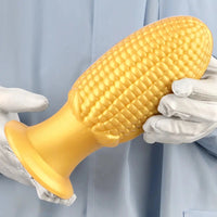 5.9in 6.7in 8.07in Liquid Silicone Thread Granules Soft Corn Gold Dildo