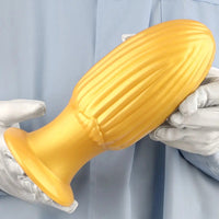 5.9in 6.7in 8.07in Liquid Silicone Thread Granules Soft Corn Gold Dildo