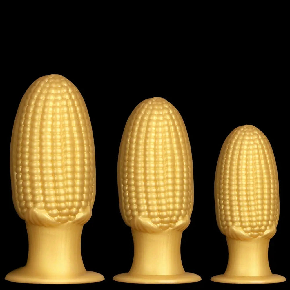5.9in 6.7in 8.07in Liquid Silicone Thread Granules Soft Corn Gold Dildo