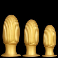5.9in 6.7in 8.07in Liquid Silicone Thread Granules Soft Corn Gold Dildo