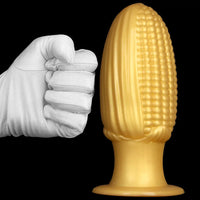 5.9in 6.7in 8.07in Liquid Silicone Thread Granules Soft Corn Gold Dildo