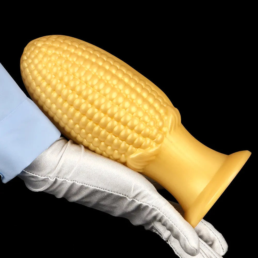 5.9in 6.7in 8.07in Liquid Silicone Thread Granules Soft Corn Gold Dildo