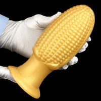 5.9in 6.7in 8.07in Liquid Silicone Thread Granules Soft Corn Gold Dildo