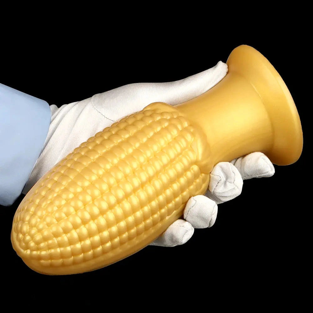 5.9in 6.7in 8.07in Liquid Silicone Thread Granules Soft Corn Gold Dildo