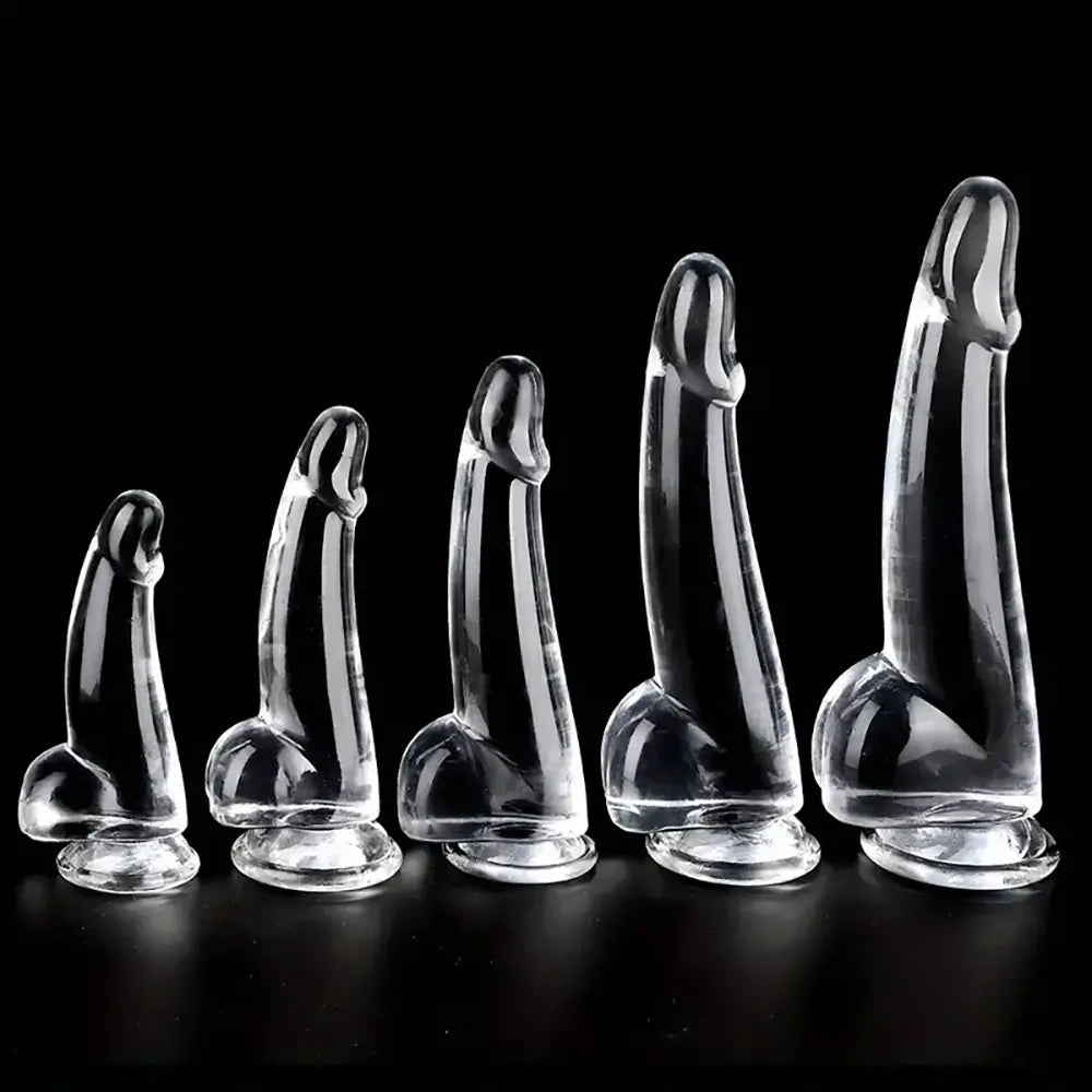 5.9in 7.08in 8.07in 9.64in 10.82in Crystal Clear Dildo For Women