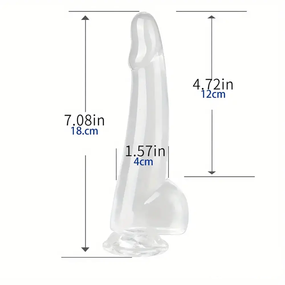 5.9in 7.08in 8.07in 9.64in 10.82in Crystal Clear Dildo For Women